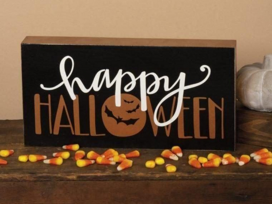 Primitives By Kathy Large 12" Happy Halloween Box Sign