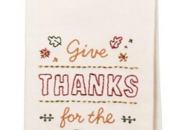 Primitives By Kathy Give Thanks Embroidered Fall Kitchen Dish Towel
