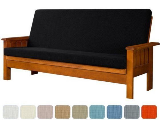 Subrtex Stretch Futon Cover Washable Armless Sofa Protector, Black