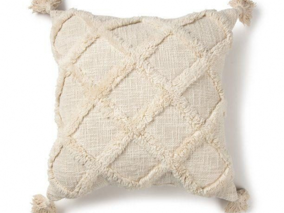 Better Homes & Gardens Tufted Trellis Decorative Square Throw Pillow, 20" x 20", Natural, Single Pil