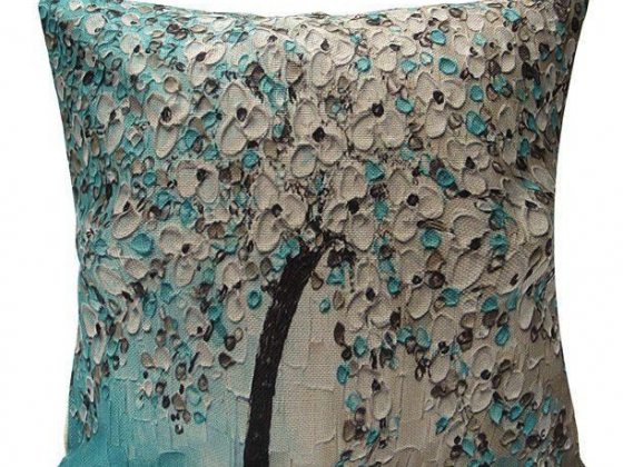 Non-3D Printed Flower Tree Cotton Linen Decorative Throw Pillow Case Cushion Cover Clearance18''x18'