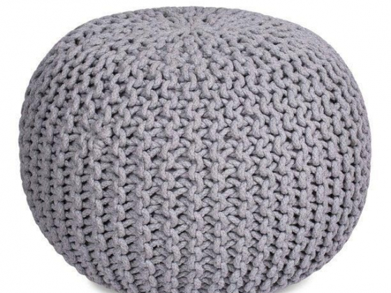 BirdRock Home Round Pouf Foot Stool Ottoman - Light Grey