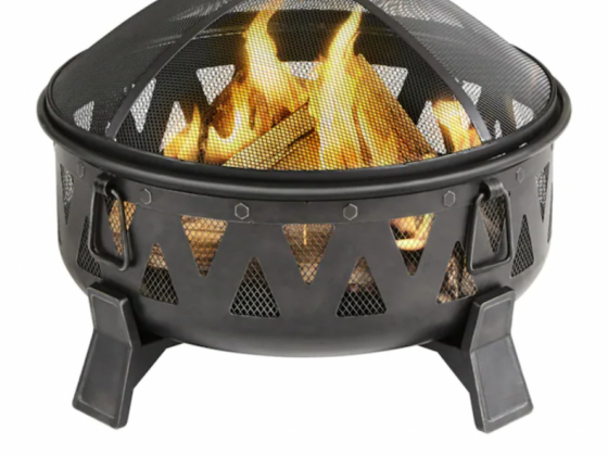 Style Selections 29.92-in W Antique Black Steel Wood-Burning Fire Pit