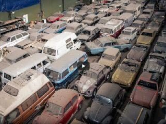 Hangar Housing 174 Vintage Cars Shown In London Prior To Auction