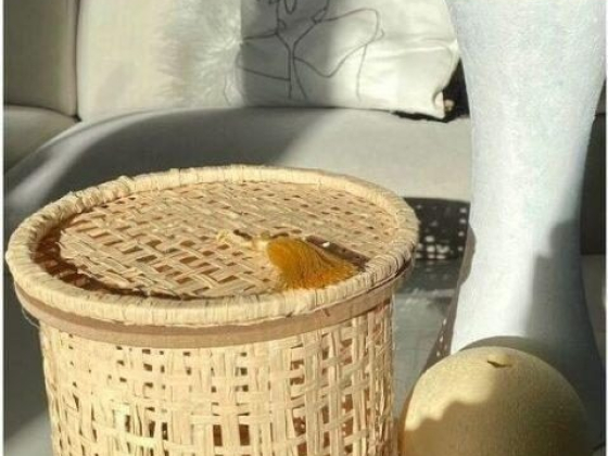 Handwoven Raffia Basket With Lid