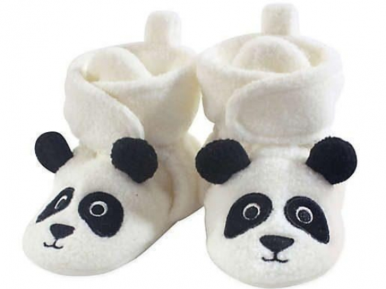 Hudson Baby® Size 0-6M Panda Bear Fleece Scooties in White