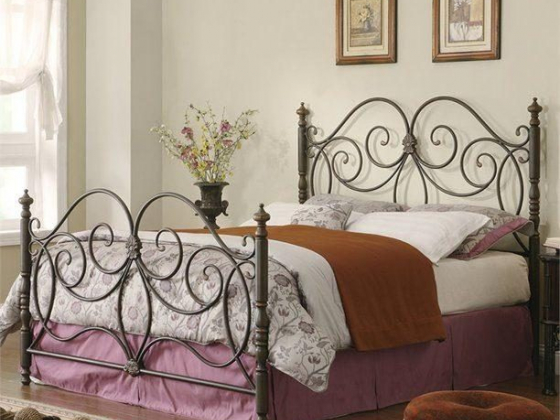 Kingfisher Lane Queen Metal Headboard and Footboard in Dark Bronze