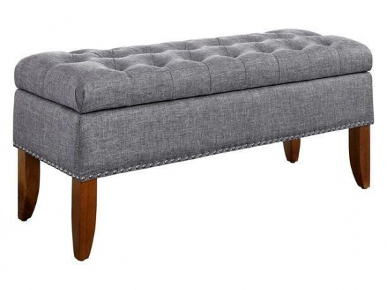 Right2Home Hinged Top Button Tufted Bedroom Storage Bench
