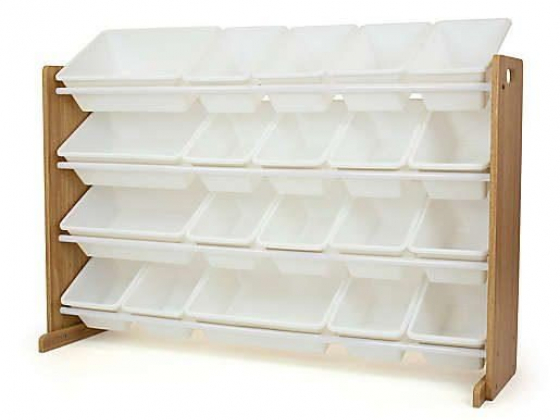 White/Natural XL Toy Storage Organizer with 20 Bi