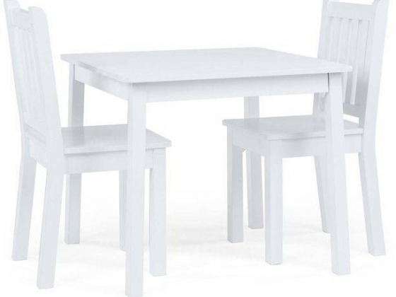 Humble Crew Daylight Kids Wood Square Table and 2 Chairs Set, White
