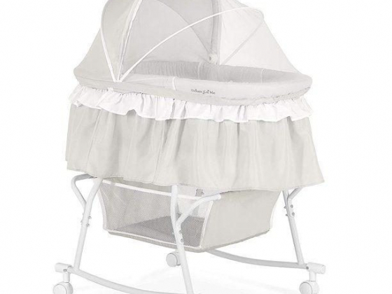 Dream On Me Lacy, Portable 2-in-1 Bassinet & Cradle, Light Grey