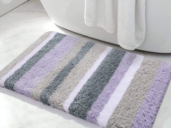 Buganda Microfiber Striped Bathroom Rugs Bath Mat