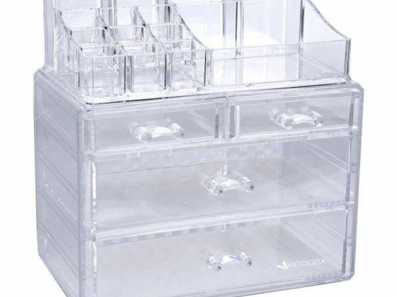 Lovebay 14 Slot&4 Drawer Set Acrylic Organizer Jewelry Cosmetic Makeup Storage Display Case Holder