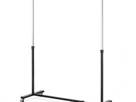 Whitmor Adjustable Rolling Expandable Garment Clothes Rack - Black & Chrome - 20.75" x 74.375" x 63