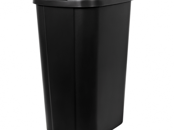 Hefty 13.3-gal Touch Lid Trash Can, Black with Decorative Texture