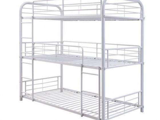 Acme Furniture Cairo Triple Bunk Bed in White, Twin