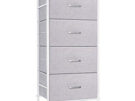 Gray Dressers for Bedroom, Chest of Drawers, Tall Vertical 4 Drawers Dresser for Living Room