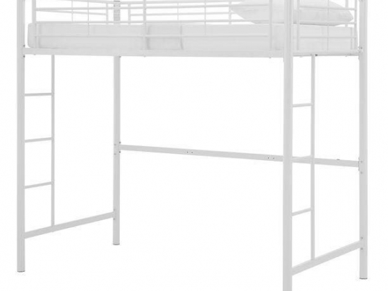 Manor Park Premium Traditional Twin Metal Loft Bed, White