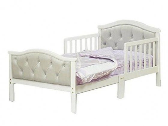 Orbelle Upholstered Toddler Bed, Off-White, With Bed Rails