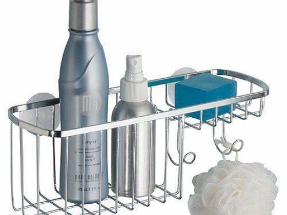 Stainless Steel Gia Suction Combo Two Shelf Organizer Basket - iDesign