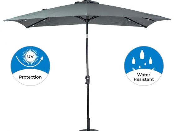 Sun-Ray 9-ft Solar Powered Market Patio Umbrella