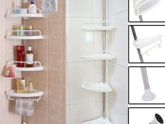 Brrnoo 4-layer Aluminum Telescopic Shower Corner Shelf Bath Shower Caddy Accessory Storage Rack