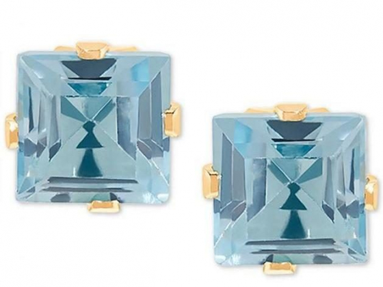Macy's Blue Topaz Stud Earrings (1-3/8 ct. t.w.) in 14k Gold