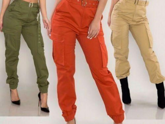 Women High Waist Hip Hop Combat Cargo Pants Loose Casual Trousers Fashion