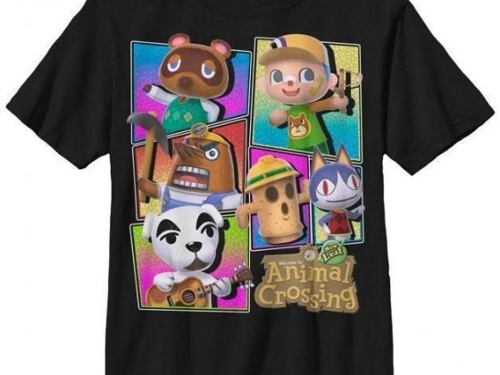 Fifth Sun Nintendo Big Boy's Animal Crossing Colorful Panels Villagers Short Sleeve T-Shirt