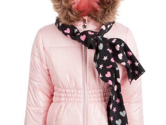 S Rothschild & CO Big Girls Puffer Coat and Scarf