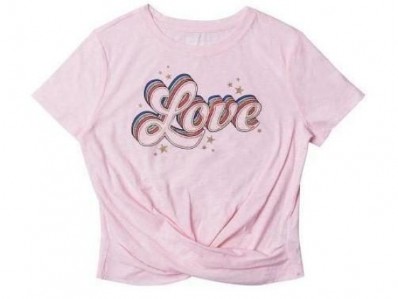 Epic Threads Big Girls Short Sleeve Wrap Front Text Tee