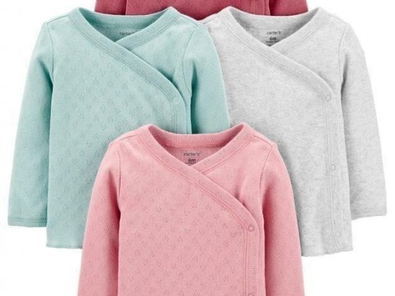 Carter's Baby Girls 4-Pack Side-Snap Cotton Shirts