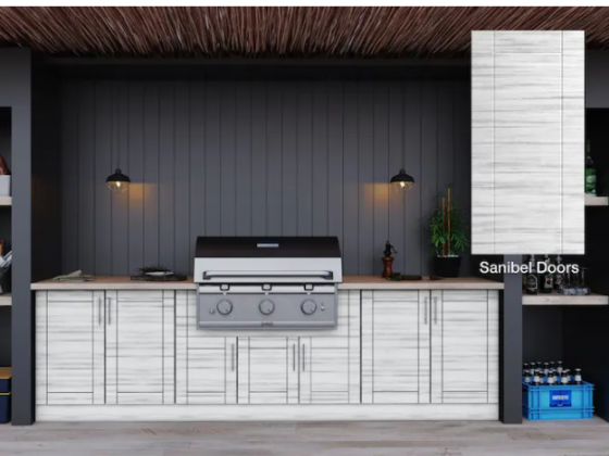 WeatherStrong Sanibel 5-Piece 120-in W x 27-in D x 34.5-in H Outdoor Kitchen Set