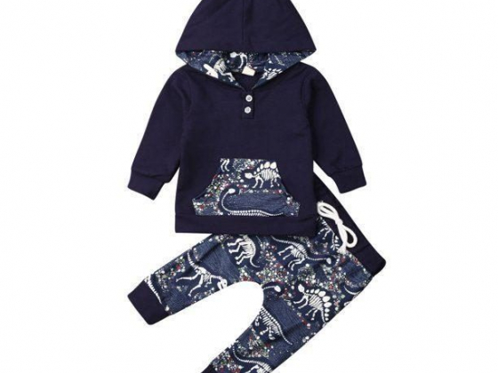 Jkerther Toddler Baby Boys Dinosaurs Clothes Set Outfit Active Hooded Sweatshirt Long Sleeves Pocket