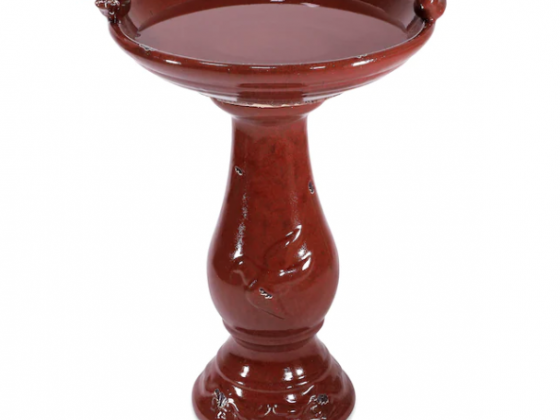 Alpine Corporation 24-in H Red Ceramic Complete Birdbath