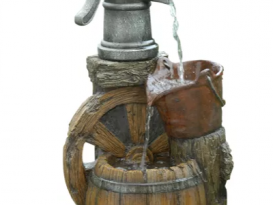 Alpine Old-Fashioned Pump Barrel Floor Fountain