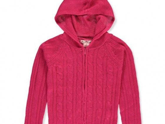 Pink Angel Girls Cable Knit Zip-Up Sweater, Sizes 4-16