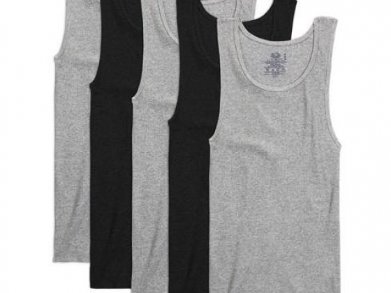 Fruit of the Loom Men's Black and Gray A-Shirts, 5 Pack