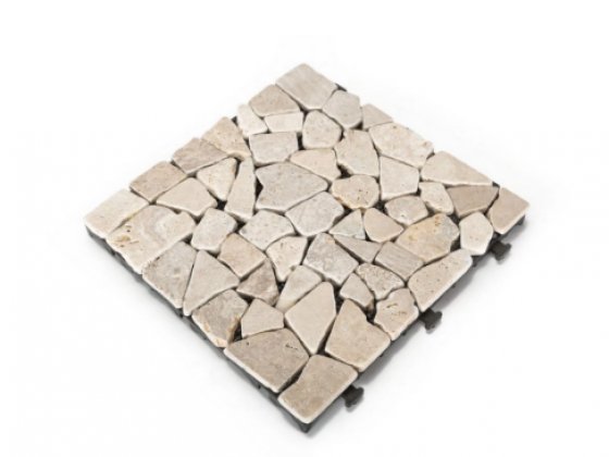 Courtyard Casual Natural Tavertine Stone Deck Tile, 6 Piece Set