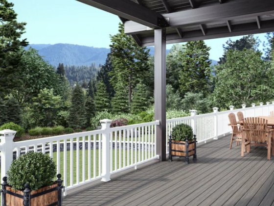 Deckorators Grab and Go 6-ft x 2.75-in x 36-in White Composite Deck Rail Kit Square Balusters Includ