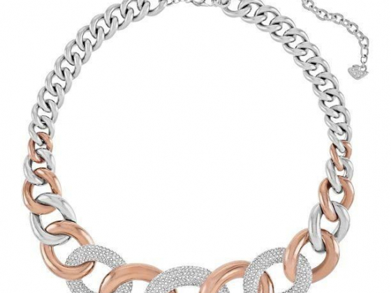 Swarovski Bound Steel Rose Gold Crystal Pavé Chain Necklace for Women 5089276