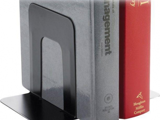 Business Source, Heavy-Gauge Steel Book Supports, 2 Per Pair, Black