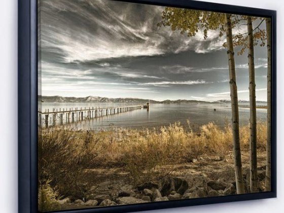 Designart ' Pier in Brown Lake ' Landscape Photo Framed Canvas Art Print