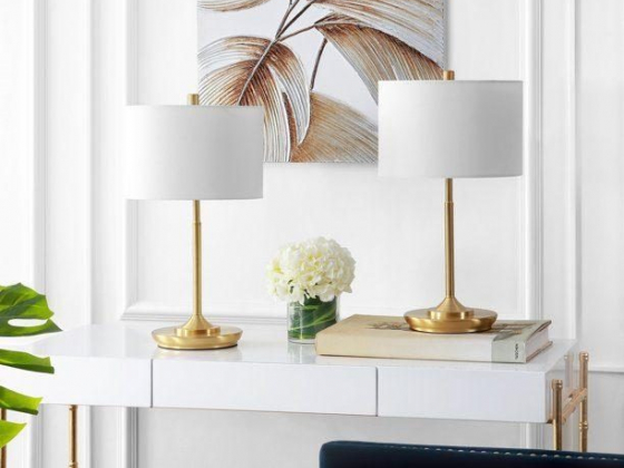 Safavieh Taren 28.5 in. Glam Table Lamp, Brass Gold, Set of 2