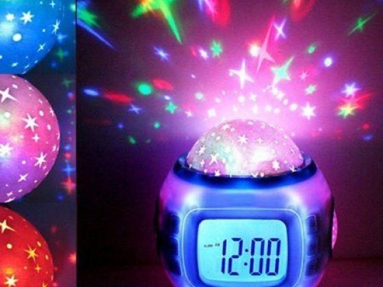Children Room Music Starry Star Sky Clock Natural Sound Alarm Creative Color Light Projection Clock