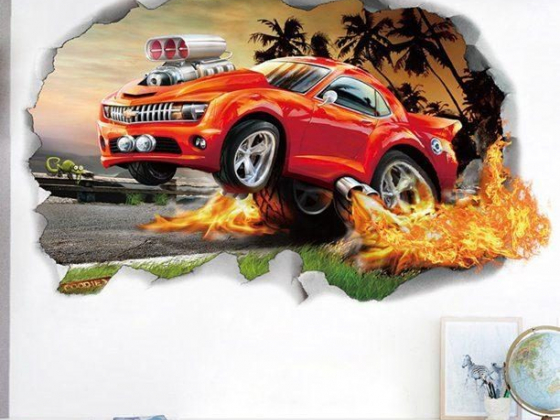 Sports Themed Wall Decals Decorative Removable 3D Car Wall Stickers Mural Sticker Wall Art Decor Bir