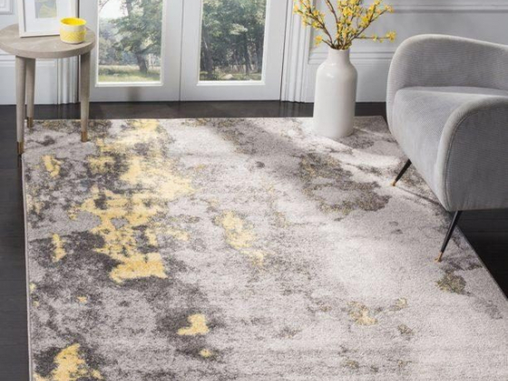 SAFAVIEH Adirondack Ladonna Abstract Area Rug, Grey/Yellow, 10' x 14'