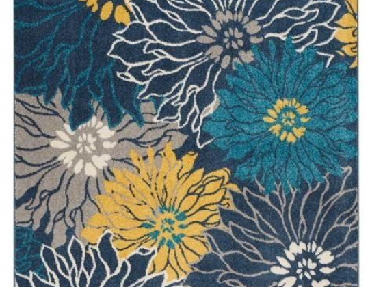 Nourison Passion Floral Farmhouse Blue 5'3" x 7'3" Area Rug, (5' x 7')