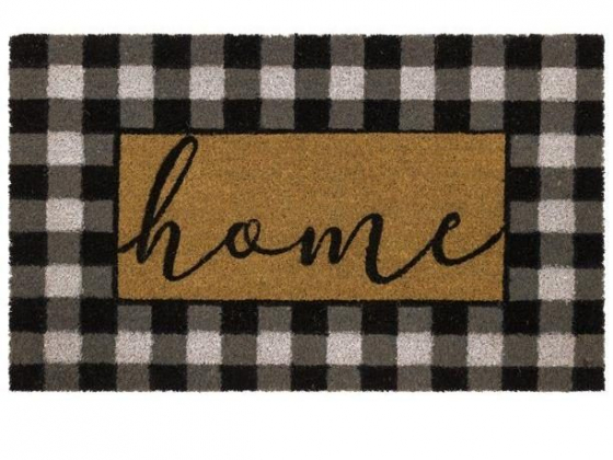 Mainstays Home Plaid Black and White Farmhouse Outdoor Doormat, Black and White, 18' x 30'
