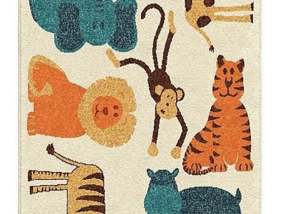 Aria Rugs Kids Court 3-Foot 10-Inch x 5-Foot 1-Inch Safari Rug in Beige